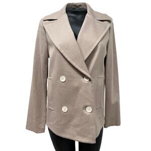 HARRIS WHARF Loro Piana Diagonal Peacoat in Oat 40 XS
